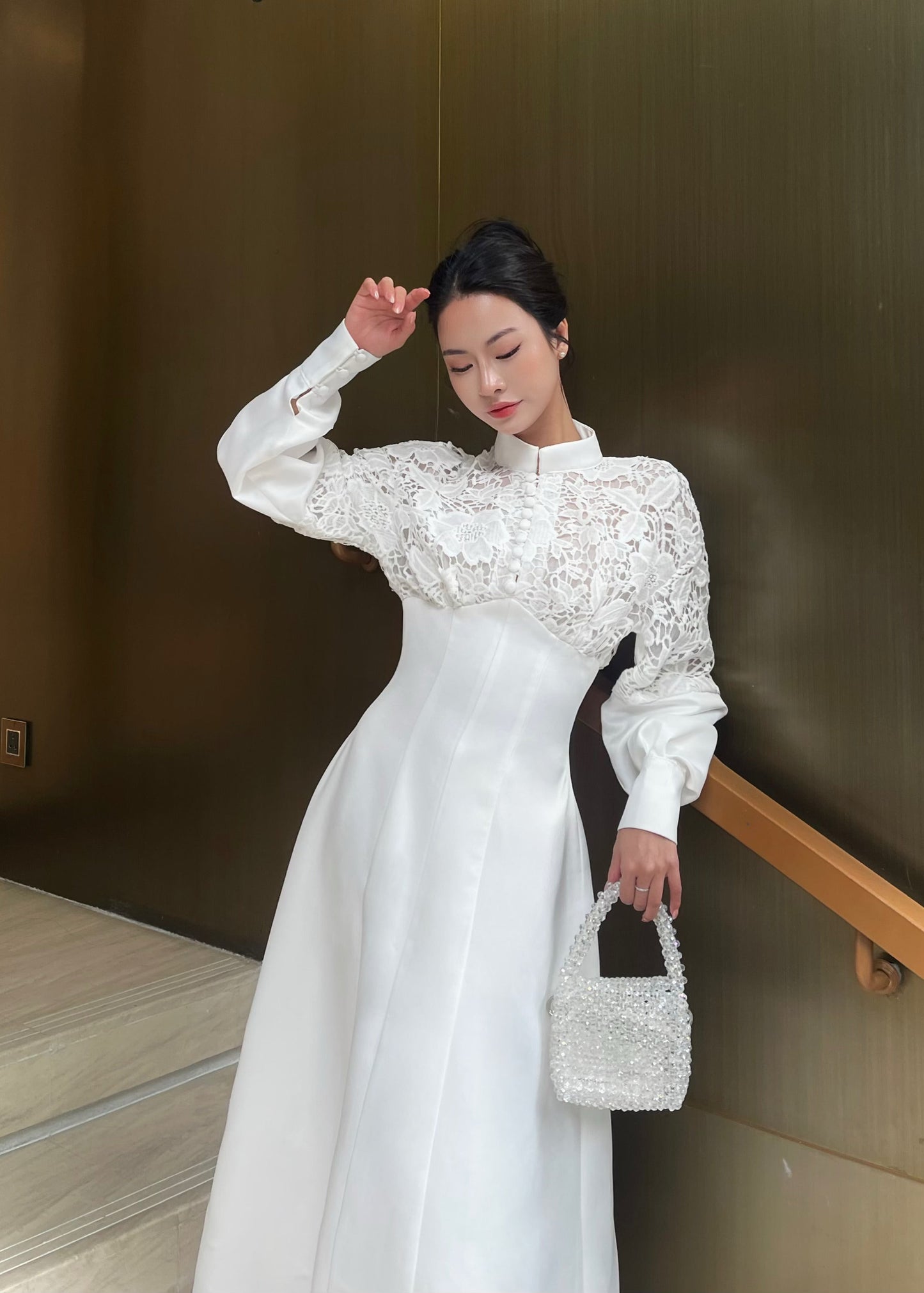 Emily Lace long sleeves Midi dress