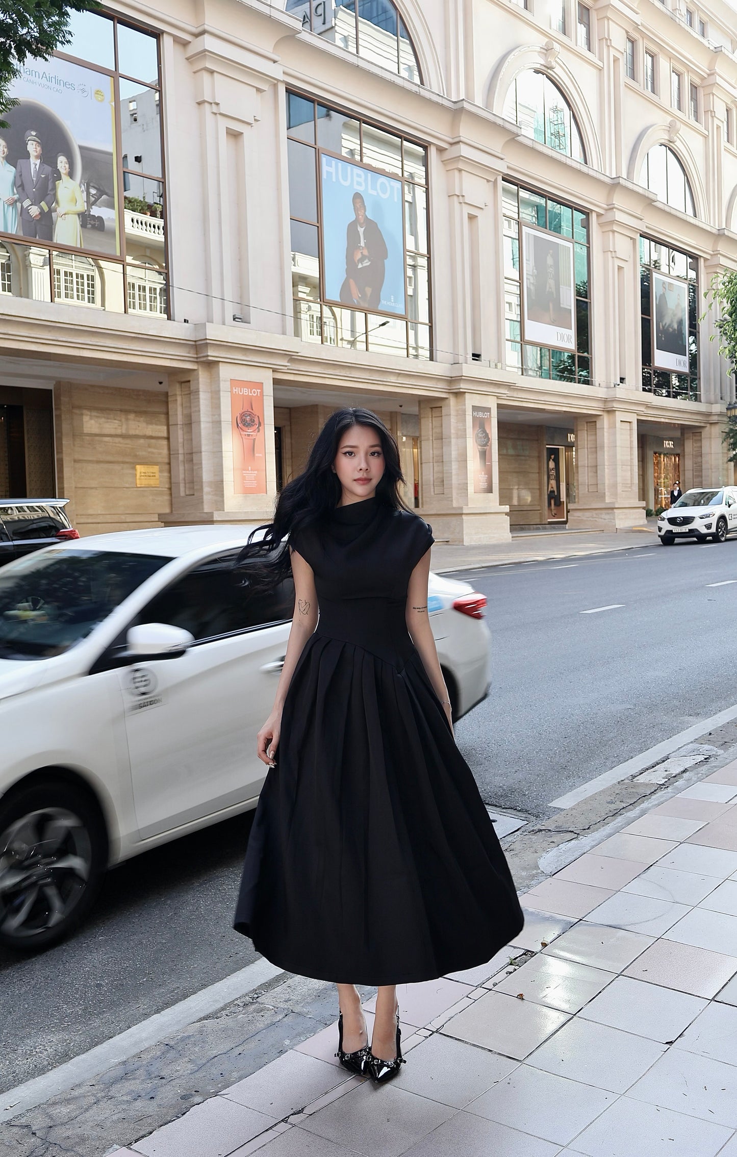 Oliver Pleated Midi Dress