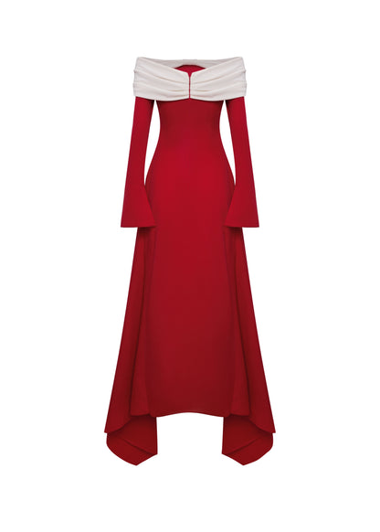 Pearla Bow Off-shoulder Midi Dress