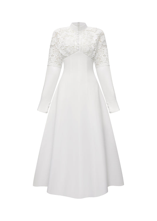 Emily Lace long sleeves Midi dress