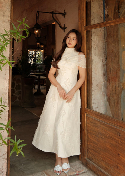 Pamela Lace Bow Midi Dress