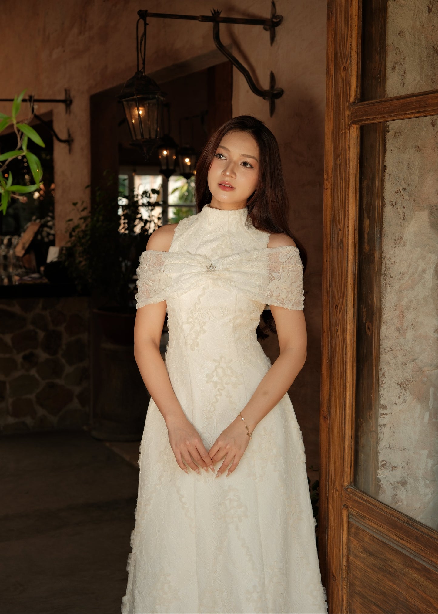 Pamela Lace Bow Midi Dress