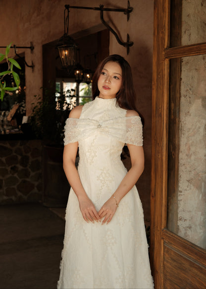 Pamela Lace Bow Midi Dress