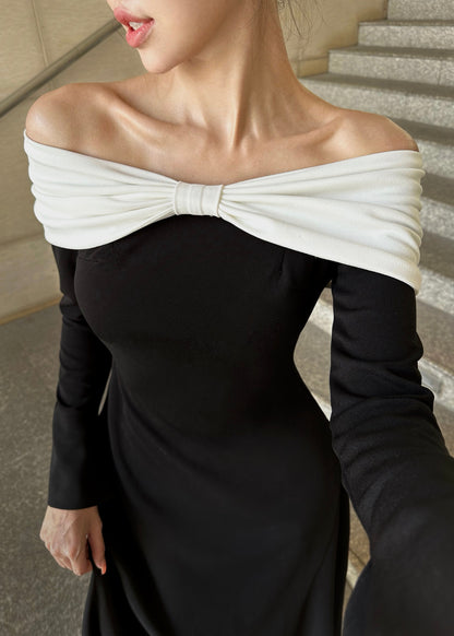 Pearla Bow Off-shoulder Midi Dress
