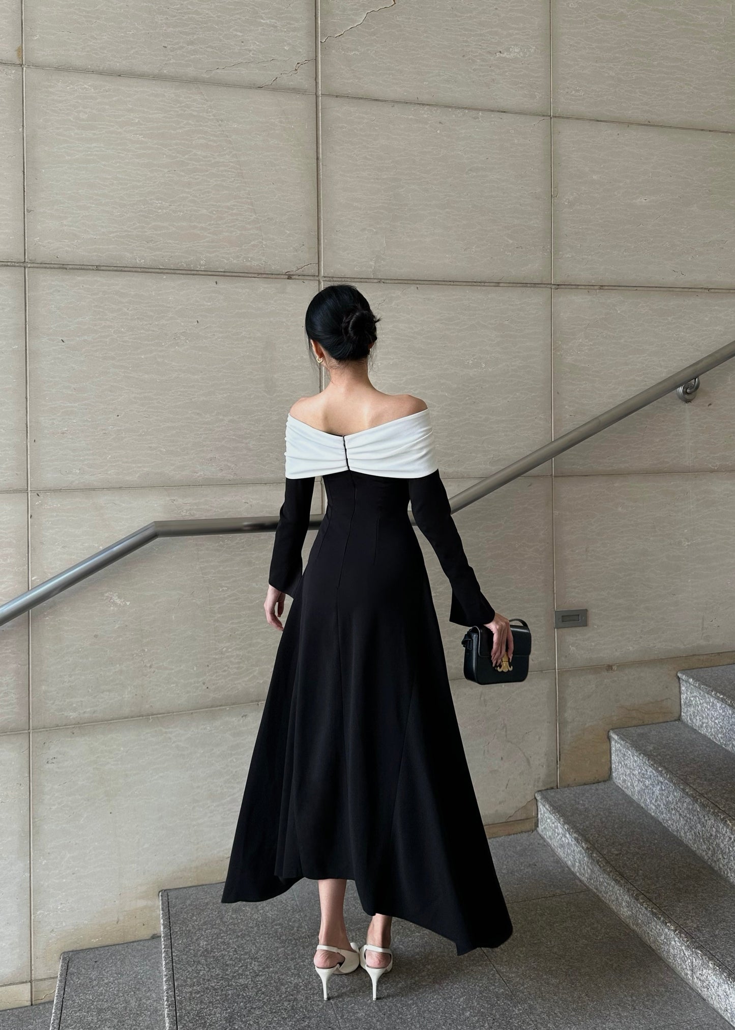 Pearla Bow Off-shoulder Midi Dress