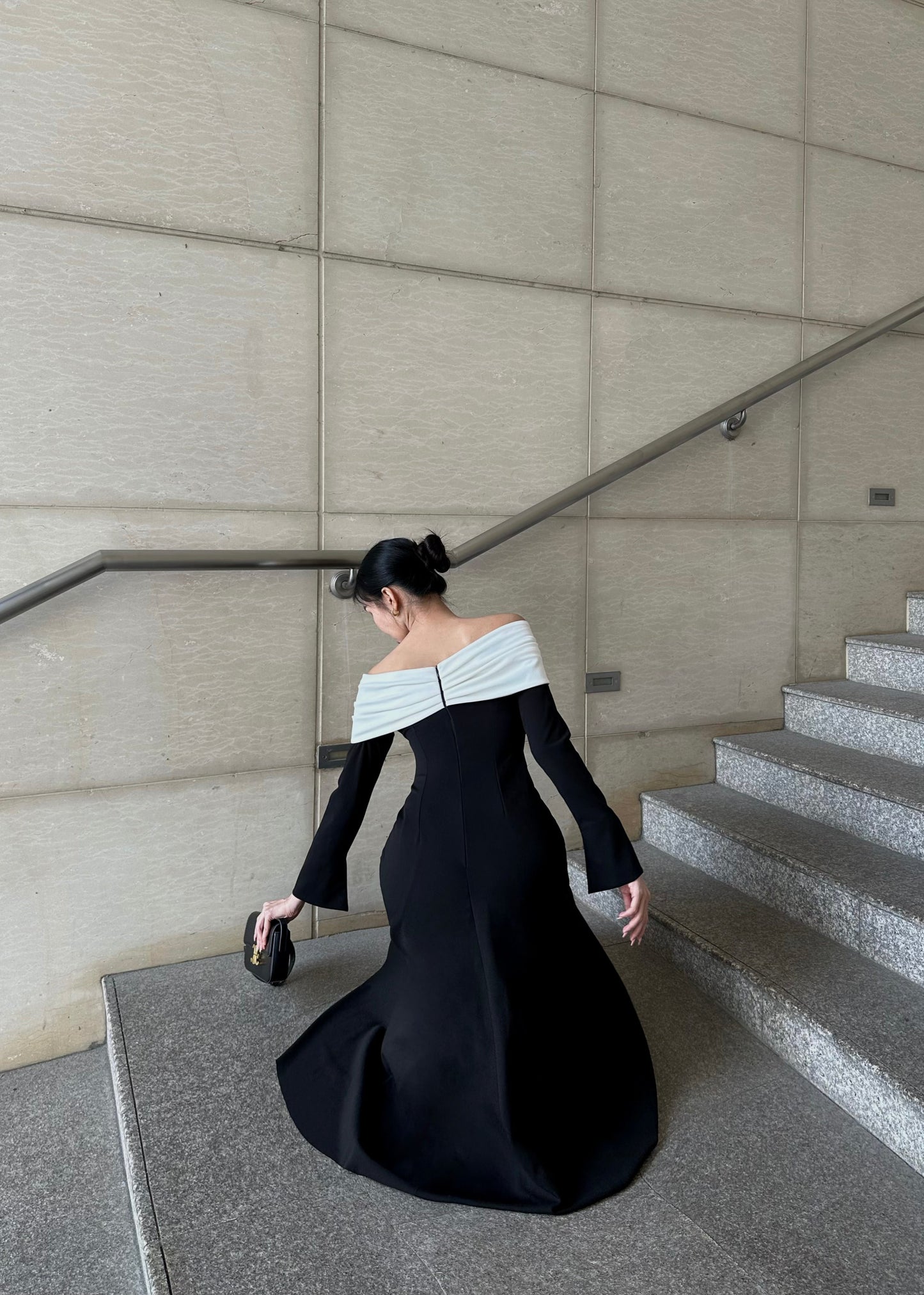 Pearla Bow Off-shoulder Midi Dress