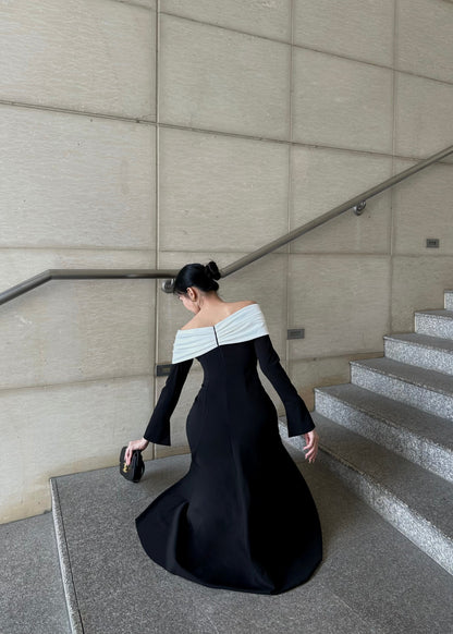 Pearla Bow Off-shoulder Midi Dress