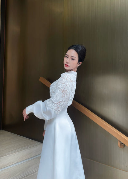 Emily Lace long sleeves Midi dress