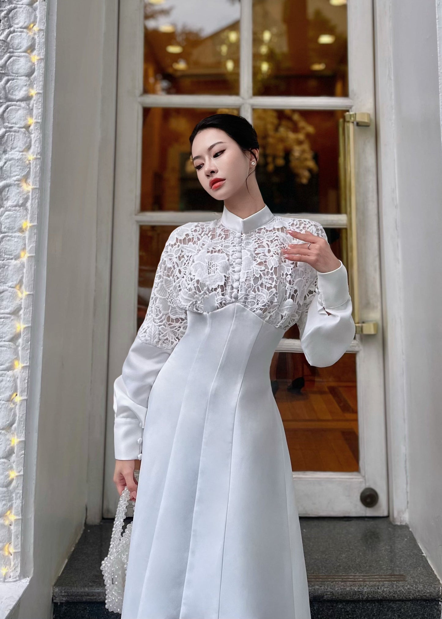 Emily Lace long sleeves Midi dress