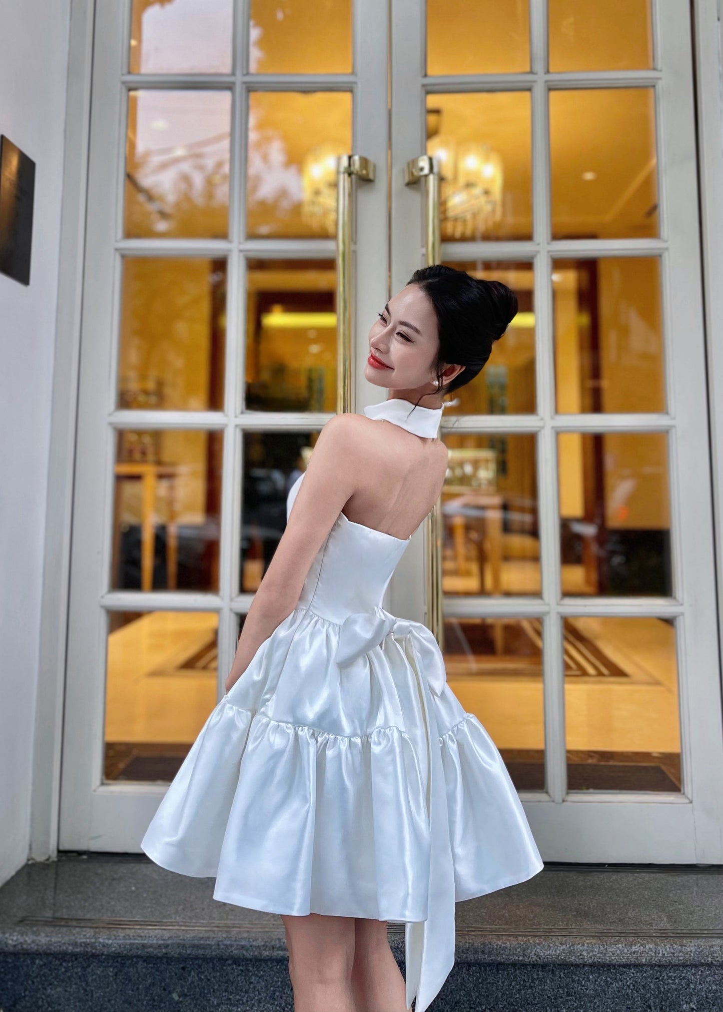 Layered Halter-neck Mini dress