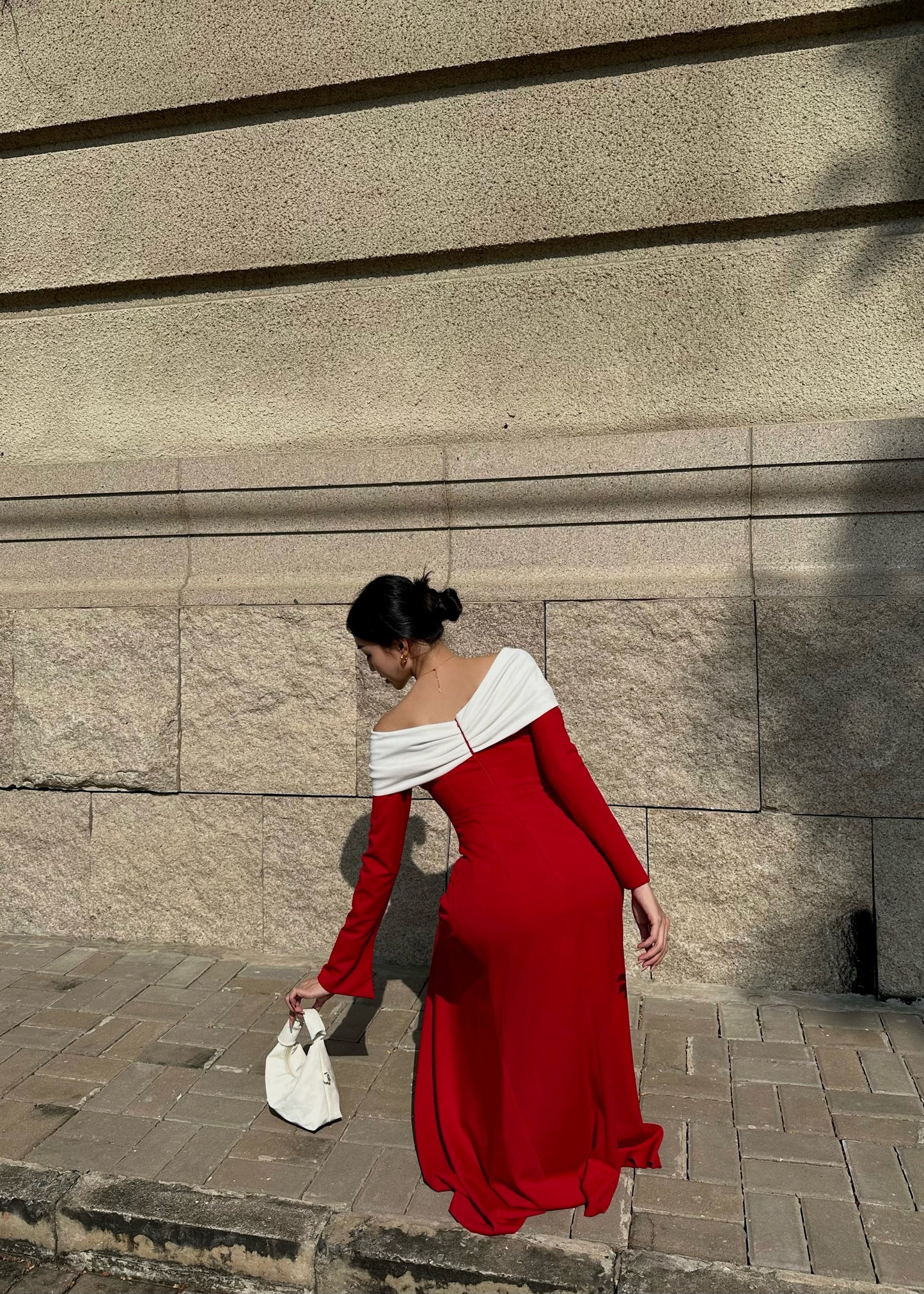 Pearla Bow Off-shoulder Midi Dress